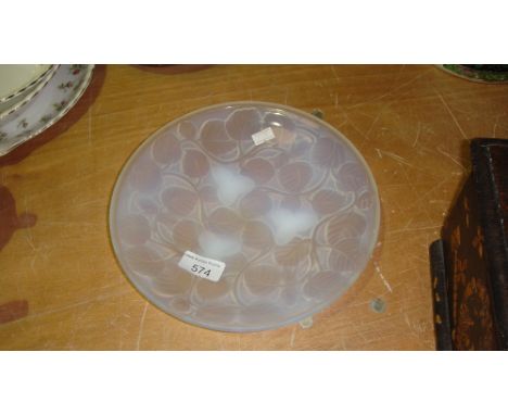 Art Nouveau vaseline glass dish stamped Arxers Made in France