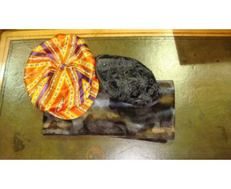 Vintage Vivienne Westwood scarf, & other hats (different makers)