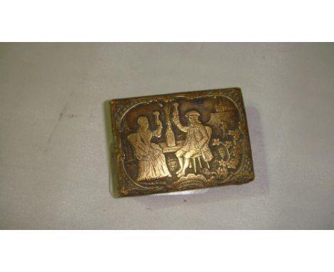 19th century metal patch box decorated with Lover and Suitor