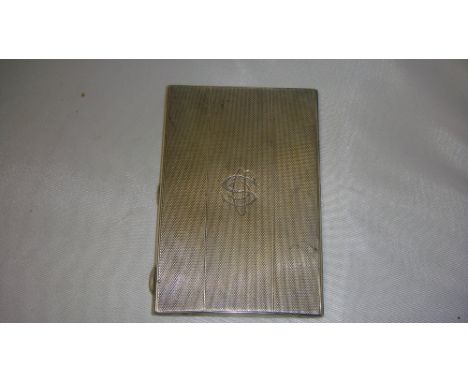 Solid silver card case with engine turned decoration Birm. 1935 J Gloster Ltd 205 g