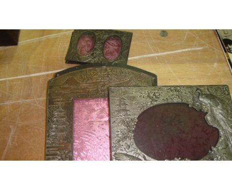 Vintage Chinese pewter picture frames