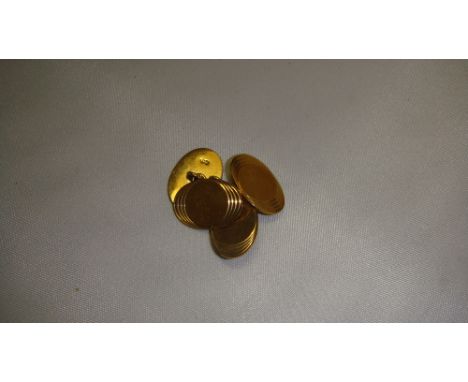 Pair of 9 ct gold cufflinks with engine turned decoration 5 g