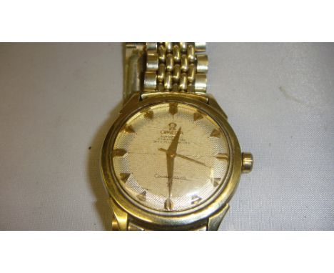 Vintage Gents Omega Constellation Automatic Chronometre Officially Certified wristwatch with gold plated strap with paper wor
