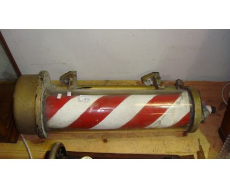 Vintage barbers advertising pole in original glass case