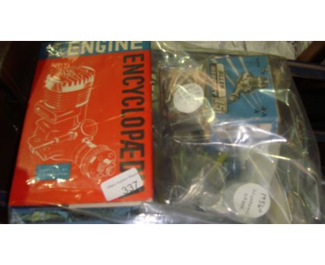 Vintage model aeroplane accessories including Model Aero Engine Encyclopedia, Allen Mercury boxed etc. 
