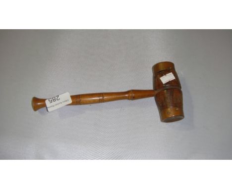 Vintage copper bound carved gavel / nutcracker