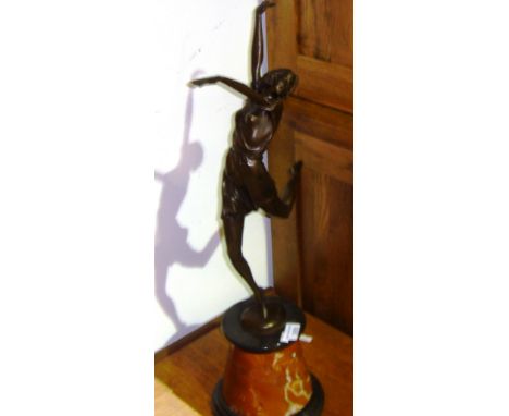 Art Deco style bronzed metal figure on marble plinth