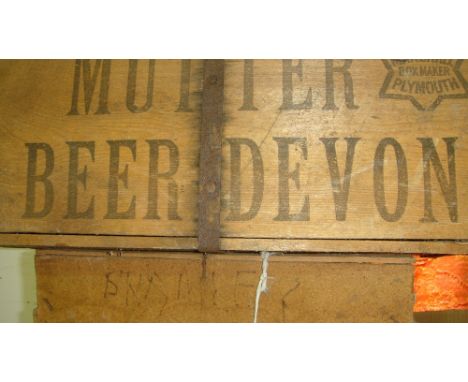 Vintage wooden advertising crate Mutter Beer Devon & one other crate