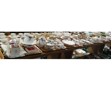 Six trays of Royal Albert English fine bone china 'Moonlight Rose' design items, to include: twenty one piece tea set with te