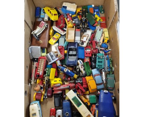Box of assorted diecast model vehicles, including some early Dinky, Matchbox, Corgi etc.  in playworn condition.   (B.P. 21% 