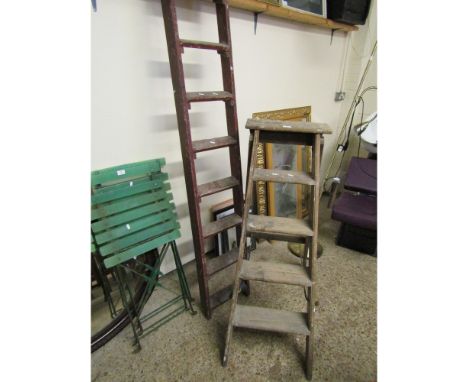 PINE A-FRAME DECORATORS LADDER TOGETHER WITH ONE OTHER (2) 