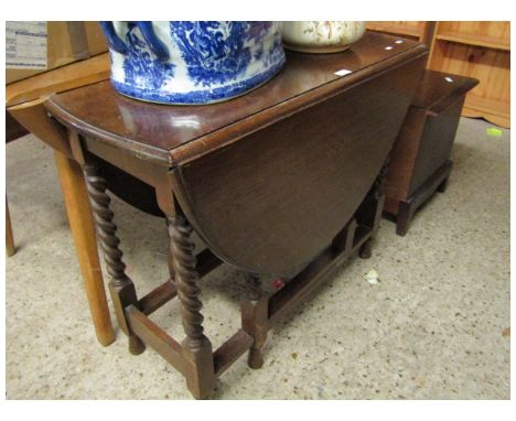 OAK FRAMED DROP LEAF GATE LEG BARLEY TWIST TABLE 