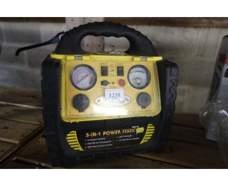 A 5 in 1 power station, jumps starter system, 260 psi air compressor, 200watt power inverter, LED work light, 12v power stati