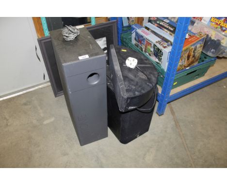 Two Yamaha speakers and a Philips speaker 