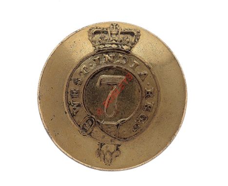 7th West India Regiment George III Officer’s gilt open-back coatee button. A fine rare example by I.Nutting & Son, King St. C