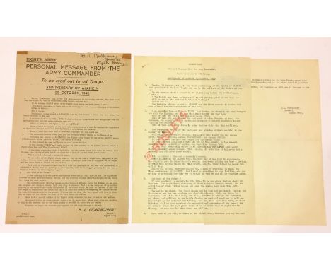 October 1943 Monty’s Personal Message to His 8th Army Signed Leaflet. This leaflet informs the 8th Army that today is the fir