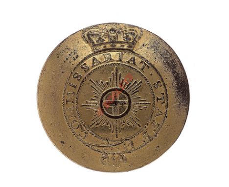 Commissariat Staff Georgian Officer’s gilt open-back coatee button. A fine rare example by Firmin & Co. London. Crowned Garte