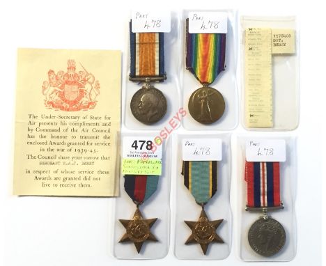 WW2 1943 RAF Rear Gunners Casualty Family Group of Medals. WW1 5th Bn London Regiment This father and son group of medals was
