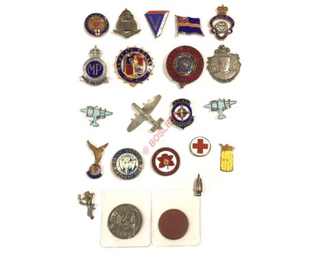 Selection Enamel Lapel Badges etc. An interesting selection, including: WW2 V For Victory. ... Lancaster Bomber trench art br