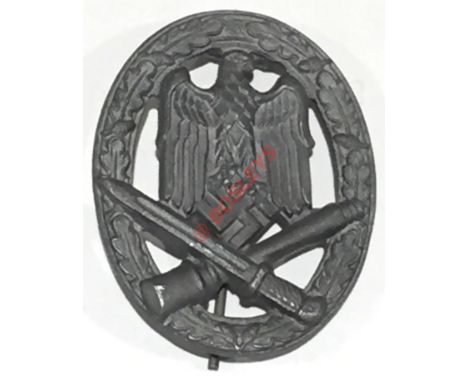 German Third Reich WW2 Army / Waffen SS General Assault Badge by Friedrich Orth, Wien A good die-cast grey metal example with