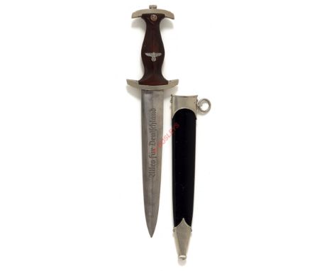 German Third Reich NSKK dagger by by Horster, Solingen. A good example with nickel mounts, the blade etched ‘Alles für Deutsc