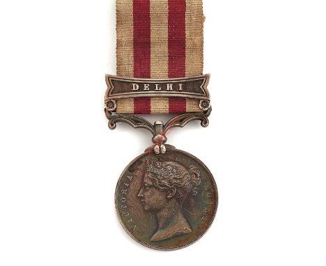 75th (Sterlingshire) Regiment of Foot  Casualty Indian Mutiny Medal, clasp “Delhi” Awarded to “JAS PARKER 75TH REGT”. Retaini