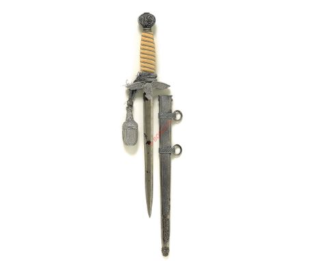 German Third Reich Luftwaffe Officer’s 2nd pattern dagger with straps by F.W. Höller, Solingen. An example with cream grip an