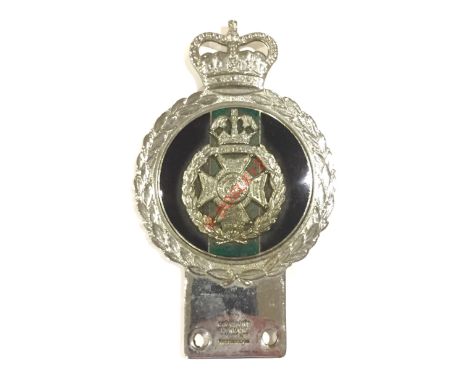Rifle Brigade Regimental Automobile Motor Car Grill Badge. A scarce original early Elizabeth II  period motor car badge, chro
