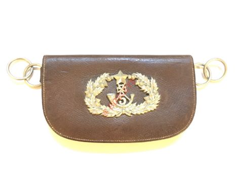 5th Volunteer Battalion Cameronians 1887-97 pouch ornament. A good scarce Officer’s example. Blown leather mounted with large