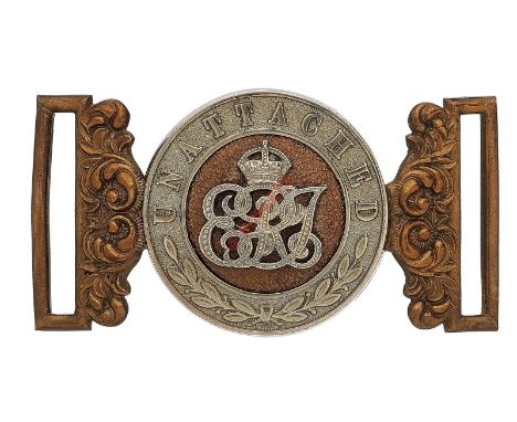 Badge. Indian Army. Unattached List Edwardian Officer’s waist belt clasp. A good scarce gilt example with matching numbers to