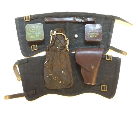 Selection of miscellaneous items. Comprising: small size automatic pistol holster. brown leather. ... miniature Escape Compas