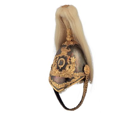 Victorian 6th Inniskilling Dragoons Officer’s 1847 (Albert) pattern helmet. A superb and fine scarce example. The silvered sk
