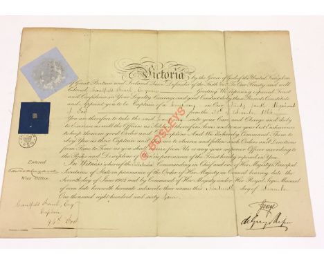 Irish Interest. 94th Foot (Connaught Rangers) 1864 Officer’s Commission. A scarce example appointing Caulfield French , Capta