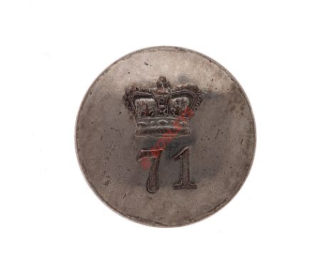 Scottish. 71st (Highland) (Light Infantry)  Georgian Officer’s silvered open-back coatee button. A fine scarce example by Cha