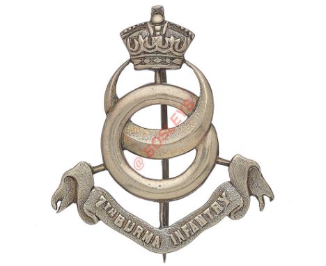 Indian Army. 7th Burma Infantry Officer’s silver pagri badge. A well cast example by Orr. Imperial crowned interlinked Sikh q