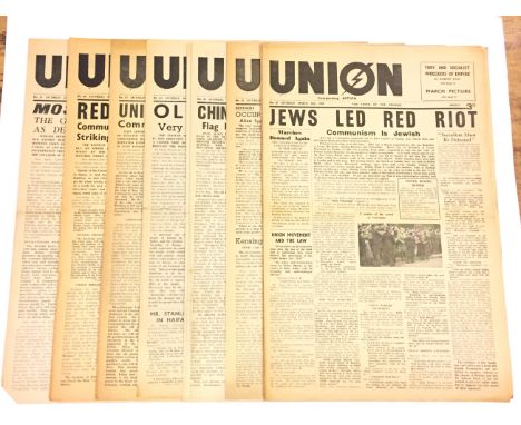 BUF British Union of Fascists 1949 Official Newspaper “UNION”, A selection of ten editions of the official newspaper. Numbers