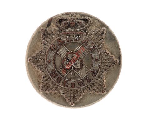 Irish.Galway Militia Officer’s silvered closed-back coatee button circa 1836-55. Good example by Hugh Foley, Dublin. Crowned 
