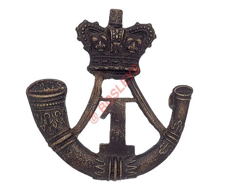Badge. 1st (Salisbury) Corps Wiltshire Rifle Volunteers 1860’s Victorian shako plate. Die-stamped blackened brass crowned str
