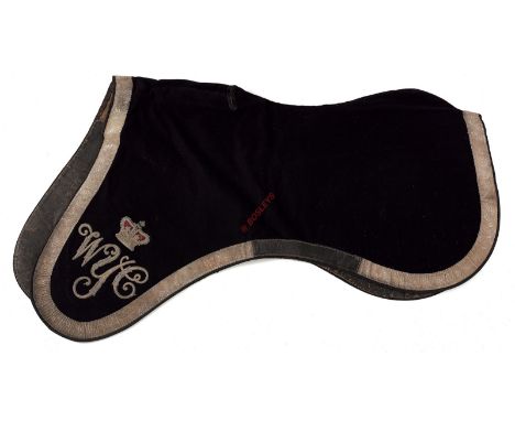 Warwickshire Yeomanry Officer’s Shabraque. Horse Saddle Cloth A rare and good example of dark blue cloth with rounded corners