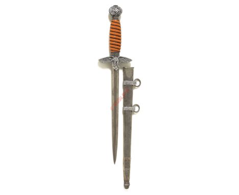 German Third Reich Luftwaffe Officer’s 2nd pattern dagger with straps. A good example with cream grip and twist wire binding;