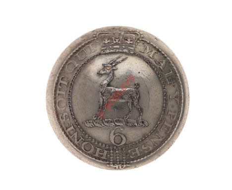 6th (First Royal Warwick)  Regiment of Foot Georgian Officer’s silvered closed-back coatee button. A fine scarce example by C