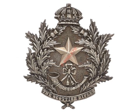 Badge. The Cameronians (Scottish Rifles) Victorian Officer’s 1895 Birmingham  hallmarked silver pouch belt plate. A good die-