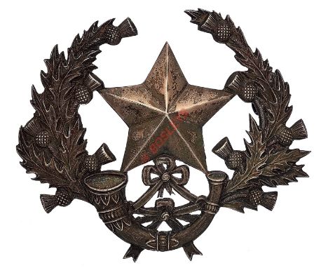 Scottish. Cameronians (Scottish Rifles) Boer War Officer’s 1899 Birmingham hallmarked silver glengarry badge. A fine die-stam