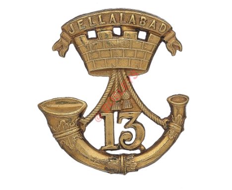 13th (Somersetshire) Regiment of Foot Victorian OR’s glengarry badge circa 1874-76. A fine die-stamped brass example. Bugle h