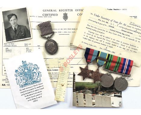 WW2 RAF 1944  Casualty Distinguished Flying Medal Group of Five Medals &amp; Archive. Awarded to 1260468 Warrant Officer Rich