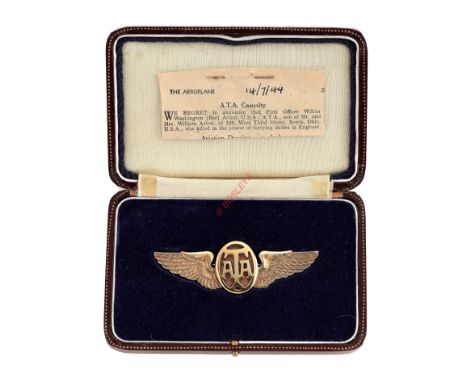 Air Transport Auxiliary WW2 Silver Gilt Presentation ATA Wing of US Aircrew Interest. A rare and unusual example presented to