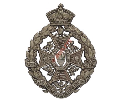 24th (Post Office) Middlesex Rifle Volunteers post 1880 Victorian Officer’s pouch badge. A fine die-stamped silvered example 