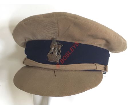 WW1 Period British Army Middle East Pattern Staff Officer’s Cap. A good and rare example tailored in light weight Khaki Drill