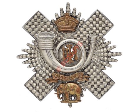 Badge. Scottish. Highland Light Infantry Victorian Officer’s  HLI glengarry circa 1881-1901. A fine example. Die-cast silvere