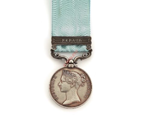 2nd Native Light Infantry Army of India Officer’s Medal clasp “Nepaul”. Casualty 1842 Afghan War. Awarded to “LIEUT H.A. BOSC